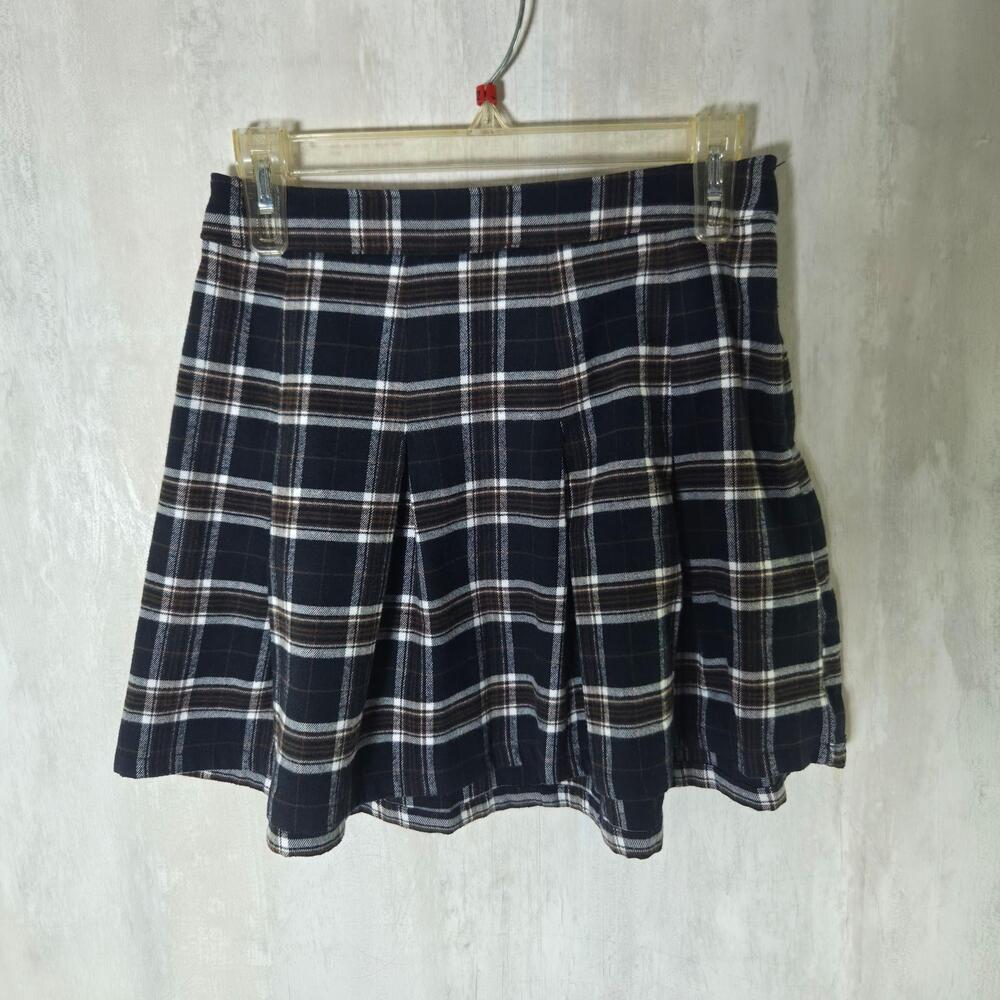 Hollister Skirt Womens Small Blue Plaid Flannel Ultra High Rise Pleated Mini